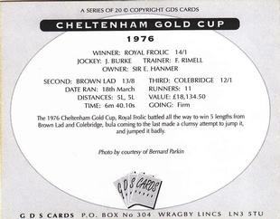 2000 GDS Cards Cheltenham Gold Cup #1976 Royal Frolic Back